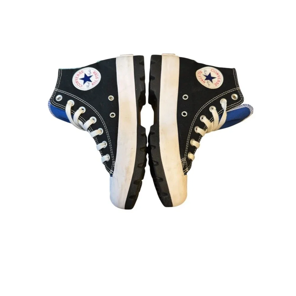 Converse Custom All Star Lugged High Top Platform Sneakers In Black And Blue - Picture 13 of 16